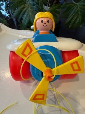 Vintage Fisher-Price 1980 Little People Airplane Pull-Along Toy